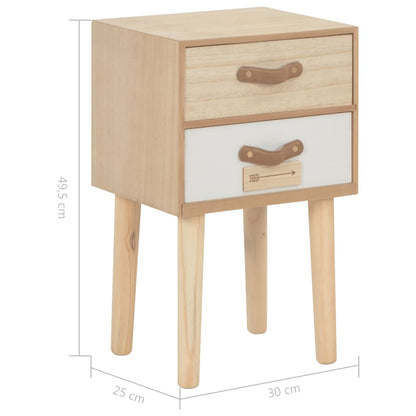 vidaXL Nachttisch mit 2 Schubladen 30x25x49,5 cm Massivholz Kiefer