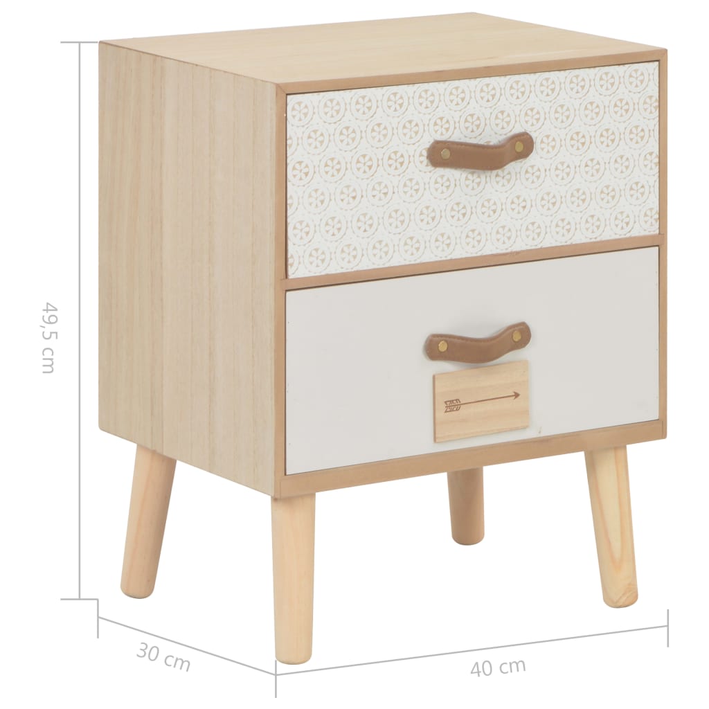 vidaXL Table de chevet avec 2 tiroirs 40x30x49,5 cm Bois de pin massif