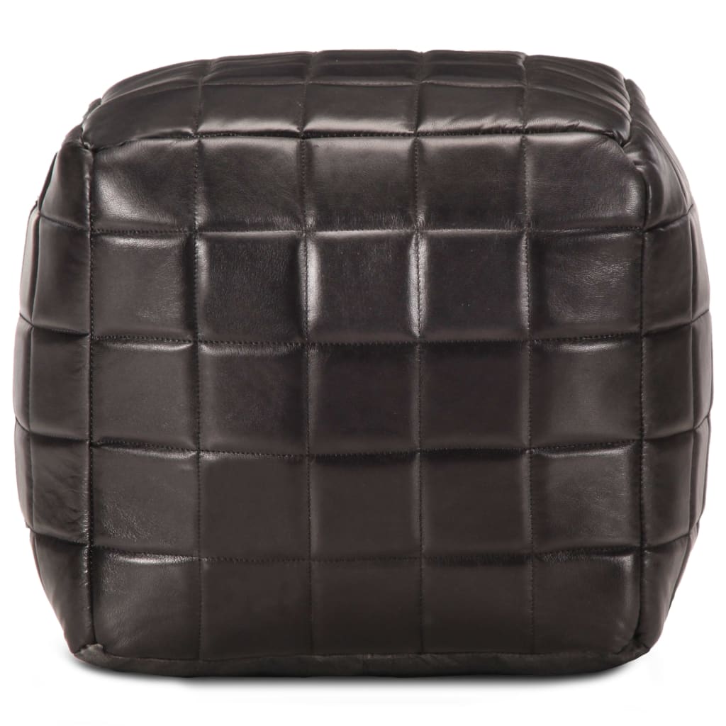 Pouf Schwarz 40 x 40 x 40 cm Echtes Ziegenleder
