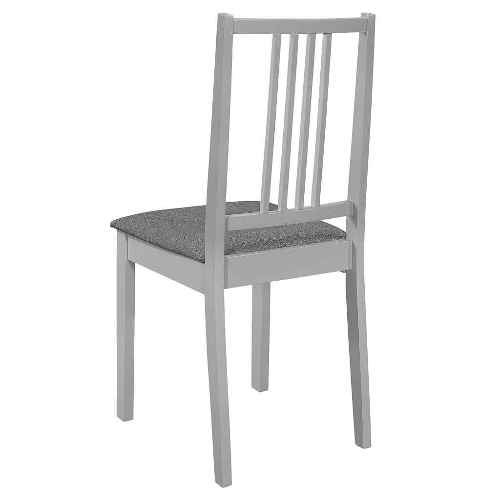 vidaXL Esszimmerstühle mit Kissen 2 Stk. Grau Massivholz