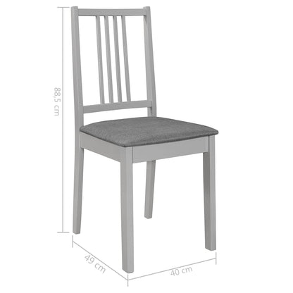 vidaXL Esszimmerstühle mit Kissen 2 Stk. Grau Massivholz