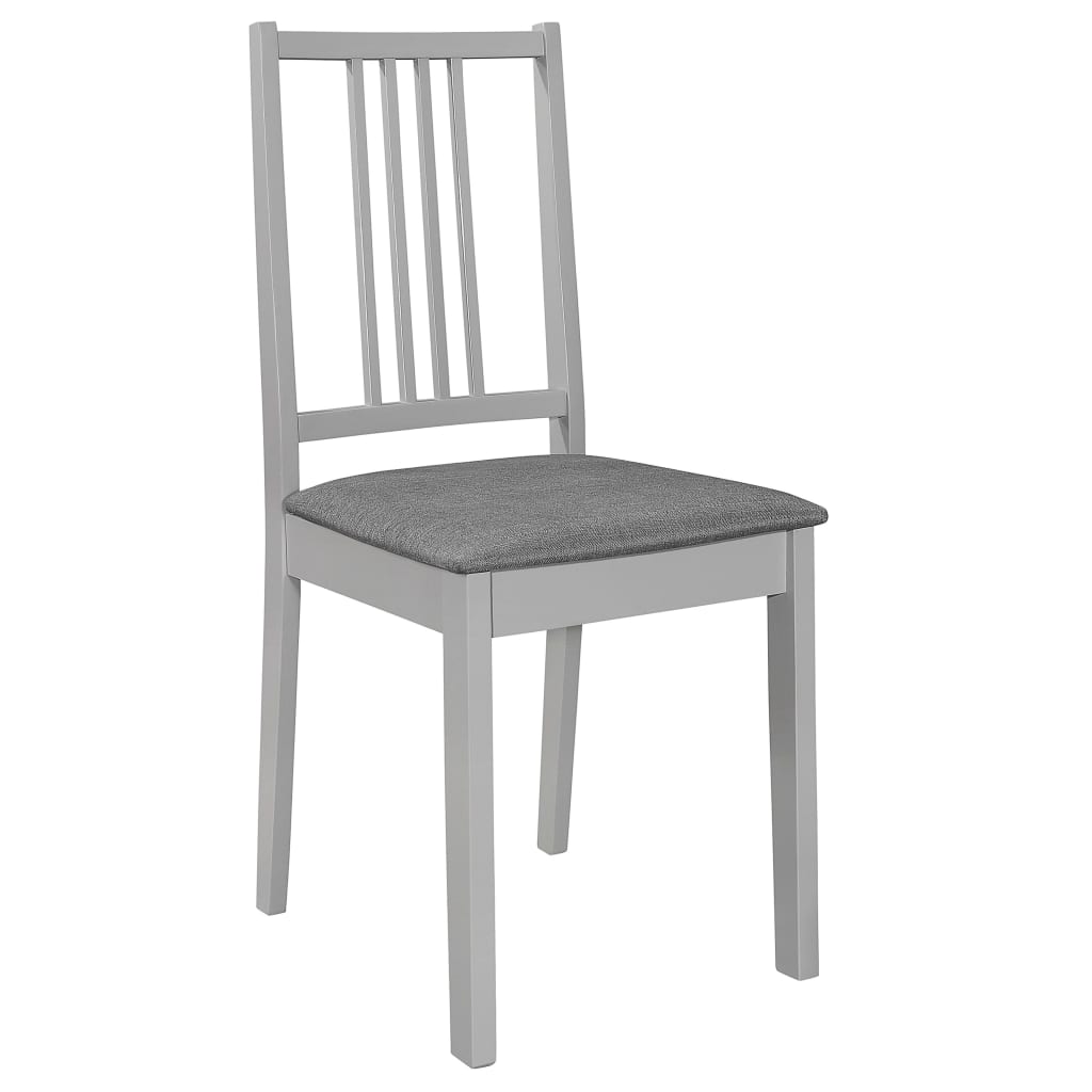 vidaXL Esszimmerstühle mit Polstern 4 Stk. Grau Massivholz