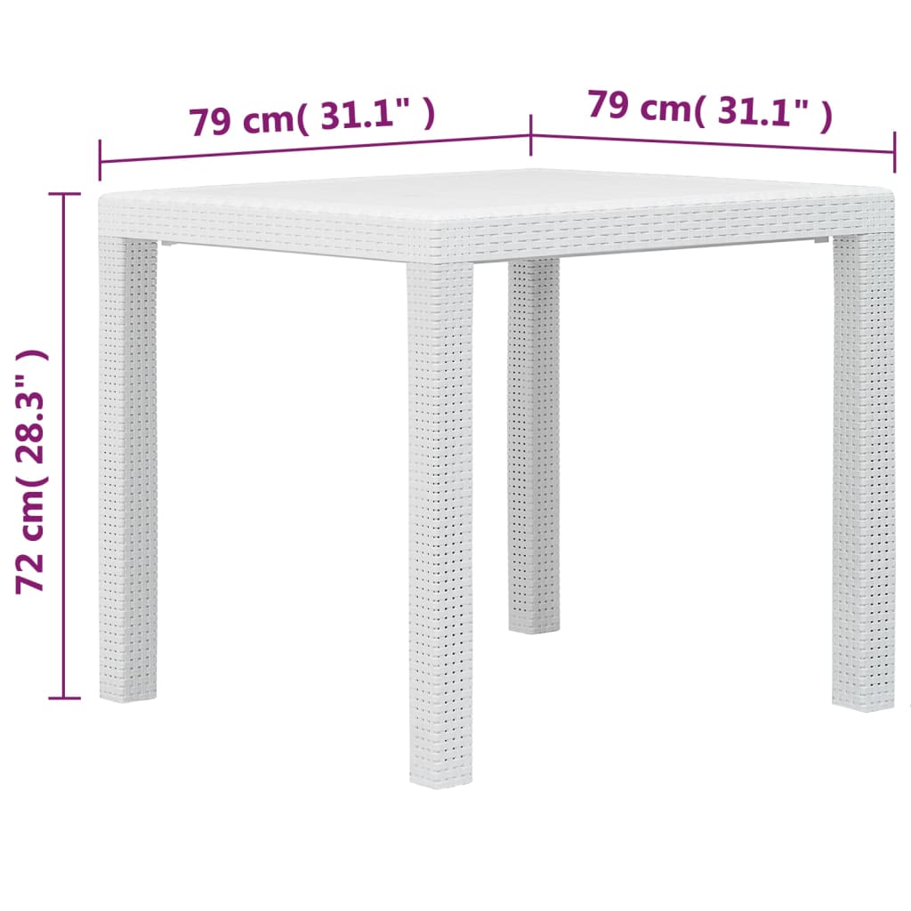vidaXL 5-tlg. Garten-Essgruppe Kunststoff Weiß Rattan-Optik