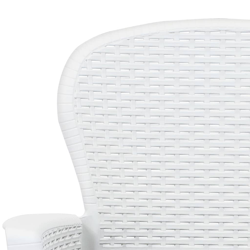 vidaXL 5-tlg. Garten-Essgruppe Kunststoff Weiß Rattan-Optik