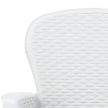 vidaXL 5-tlg. Garten-Essgruppe Kunststoff Weiß Rattan-Optik