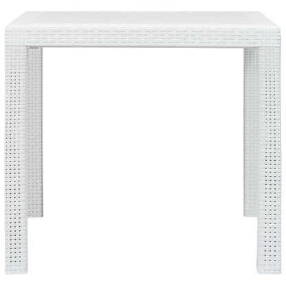 vidaXL 5-tlg. Garten-Essgruppe Kunststoff Weiß Rattan-Optik