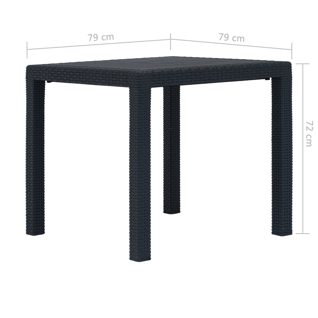 vidaXL 5-tlg. Garten-Essgruppe Kunststoff Anthrazit Rattan-Optik