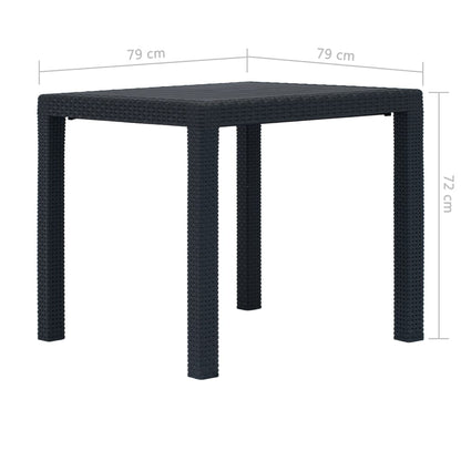 vidaXL 5-tlg. Garten-Essgruppe Kunststoff Anthrazit Rattan-Optik