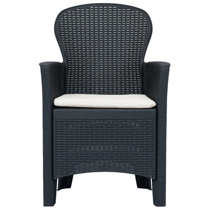 vidaXL 5-tlg. Garten-Essgruppe Kunststoff Anthrazit Rattan-Optik