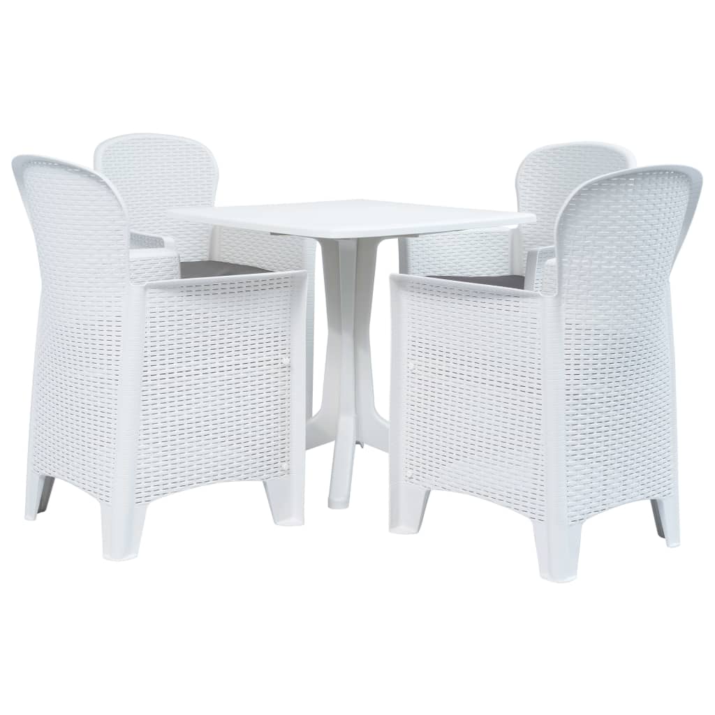 vidaXL 5-tlg. Garten-Essgruppe Kunststoff Rattan Weiß