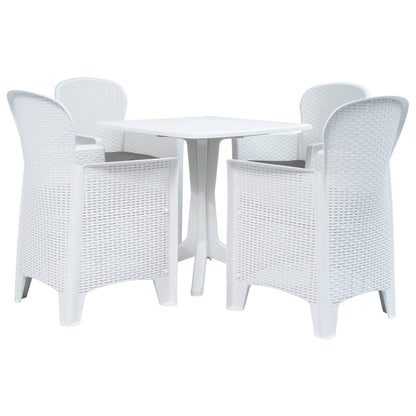 vidaXL 5-tlg. Garten-Essgruppe Kunststoff Rattan Weiß