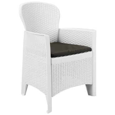vidaXL 5-tlg. Garten-Essgruppe Kunststoff Rattan Weiß