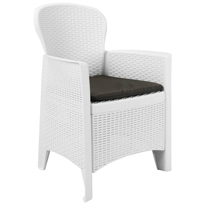 vidaXL 5-tlg. Garten-Essgruppe Kunststoff Rattan Weiß