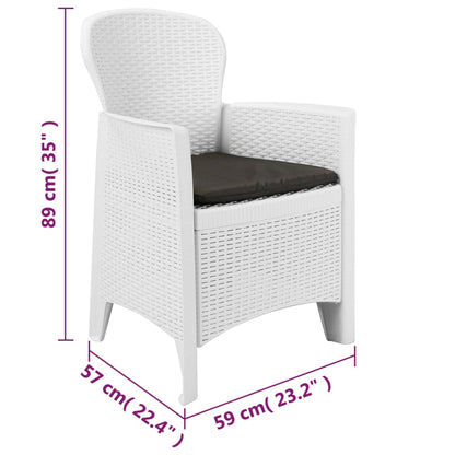 vidaXL 5-tlg. Garten-Essgruppe Kunststoff Rattan Weiß