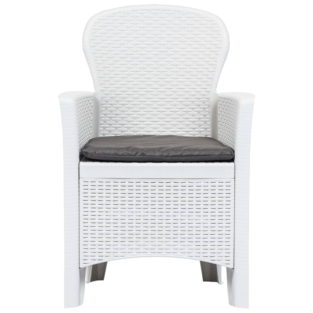 vidaXL 5-tlg. Garten-Essgruppe Kunststoff Rattan Weiß