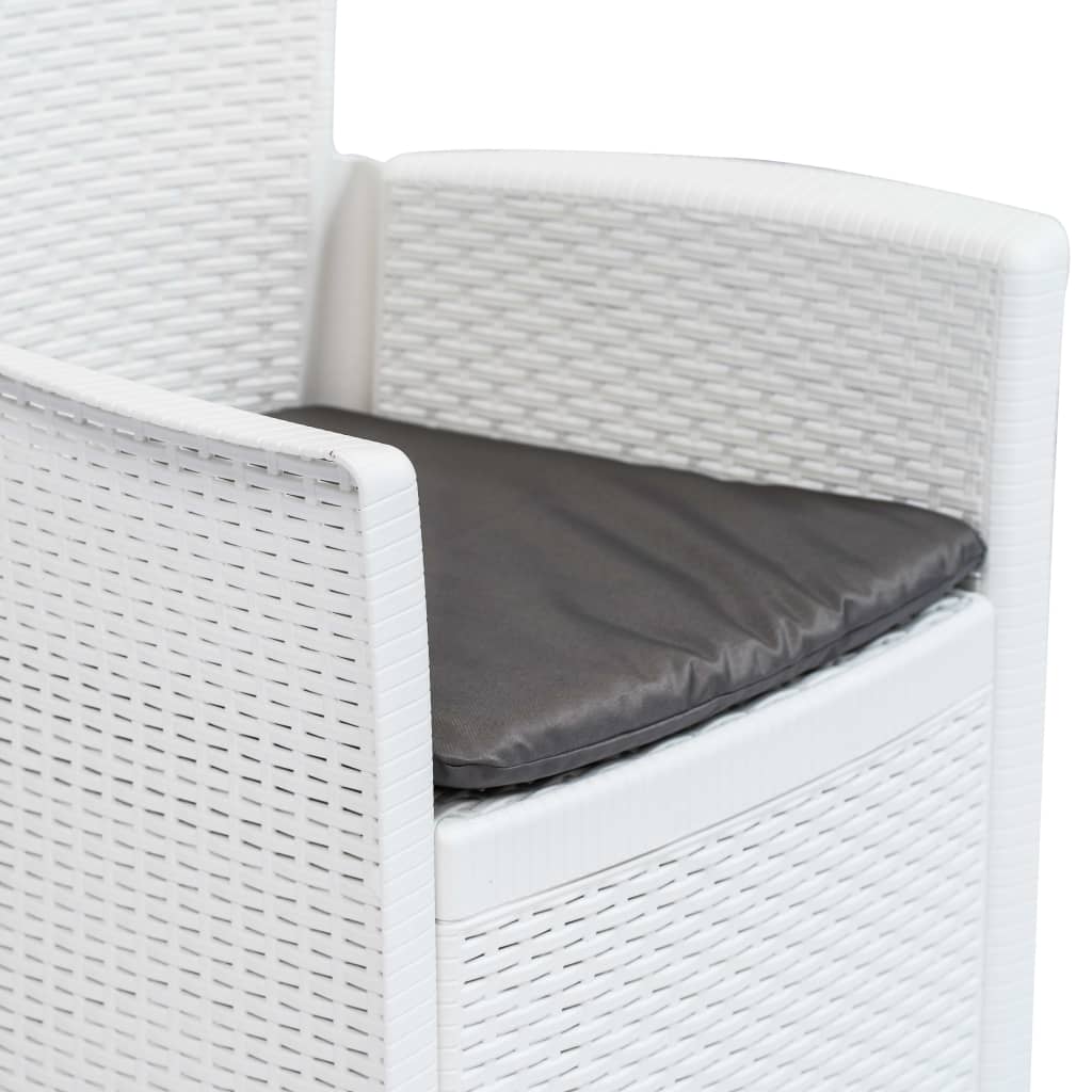 vidaXL 5-tlg. Garten-Essgruppe Kunststoff Rattan Weiß