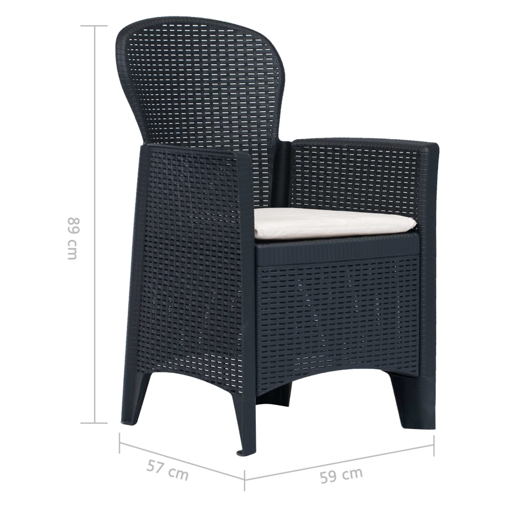 vidaXL 5-tlg. Garten-Essgruppe Kunststoff Rattan Anthrazit