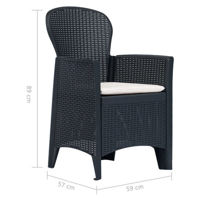 vidaXL 5-tlg. Garten-Essgruppe Kunststoff Rattan Anthrazit