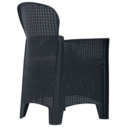 vidaXL 5-tlg. Garten-Essgruppe Kunststoff Rattan Anthrazit