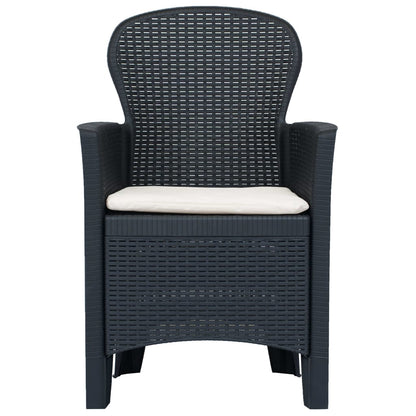 vidaXL 5-tlg. Garten-Essgruppe Kunststoff Rattan Anthrazit
