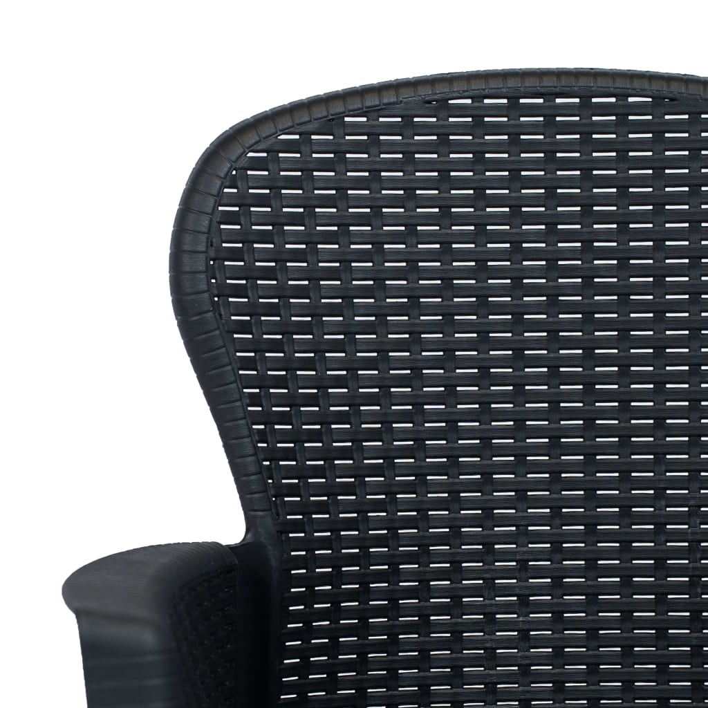 vidaXL 5-tlg. Garten-Essgruppe Kunststoff Rattan Anthrazit