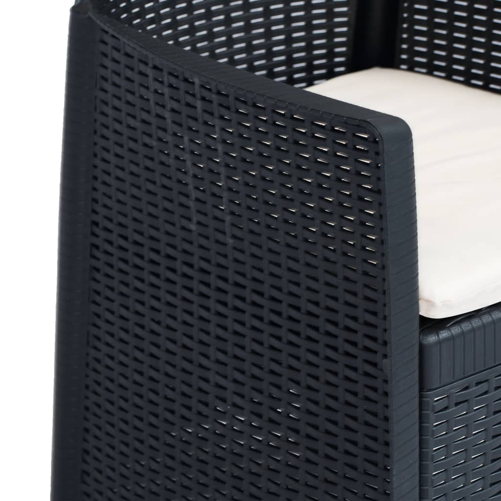 vidaXL 5-tlg. Garten-Essgruppe Kunststoff Rattan Anthrazit