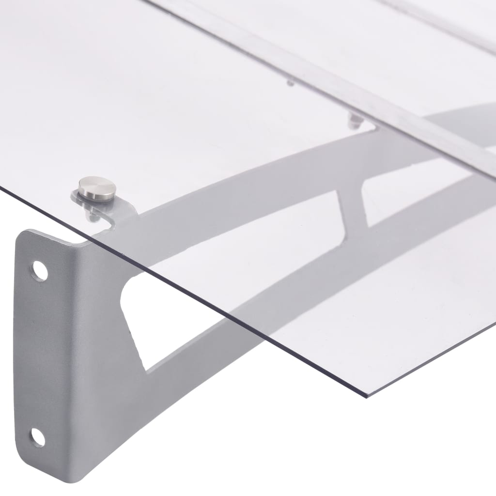 vidaXL Türvordach Silbern und Transparent 120x90 cm Polycarbonat