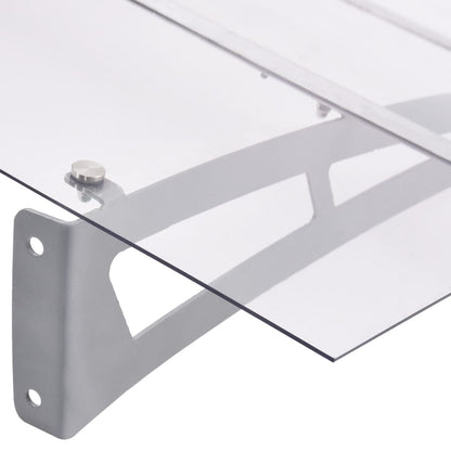vidaXL Türvordach Silbern und Transparent 120x90 cm Polycarbonat