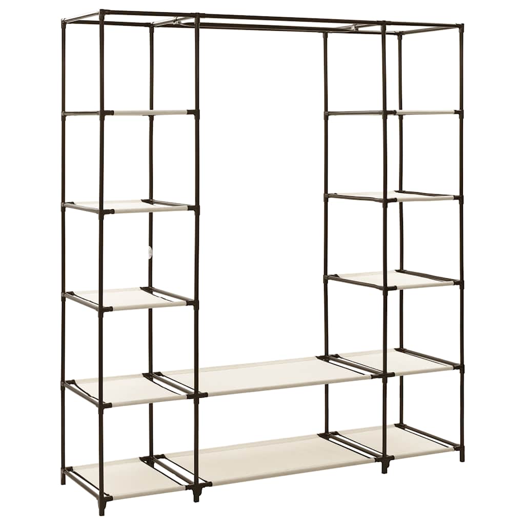 Stoffschrank mit Fächern Kleiderstangen Creme 150x45x176cm