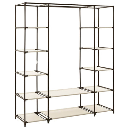 Stoffschrank mit Fächern Kleiderstangen Creme 150x45x176cm