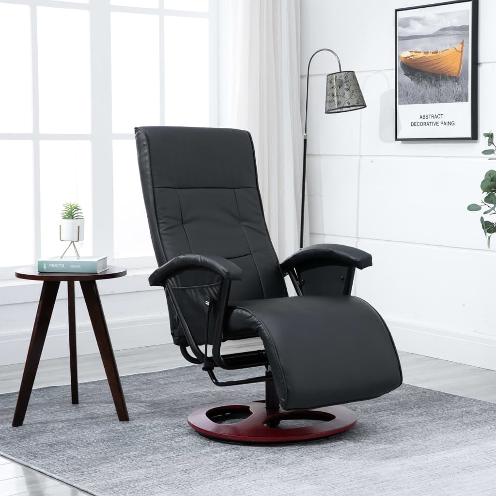 vidaXL TV-Sessel Drehbar Schwarz Kunstleder