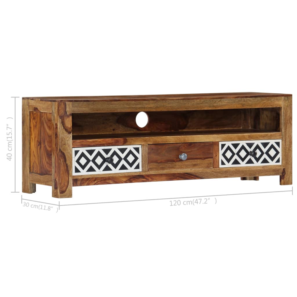 vidaXL Meuble TV 120x30x40 cm Bois d'acacia Massif