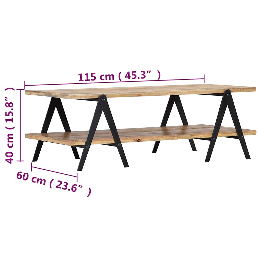 vidaXL Couchtisch 115x60x40 cm Massivholz Mango