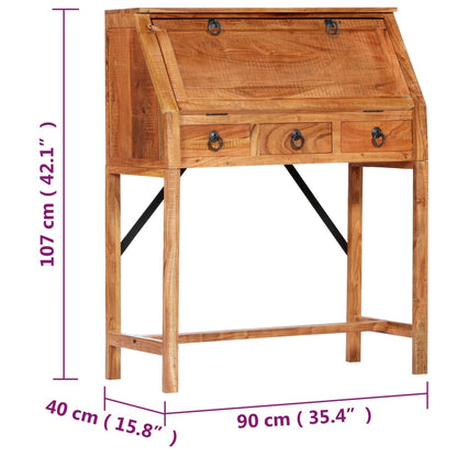 vidaXL Bureau 90×40×107 cm Bois de Sesham massif