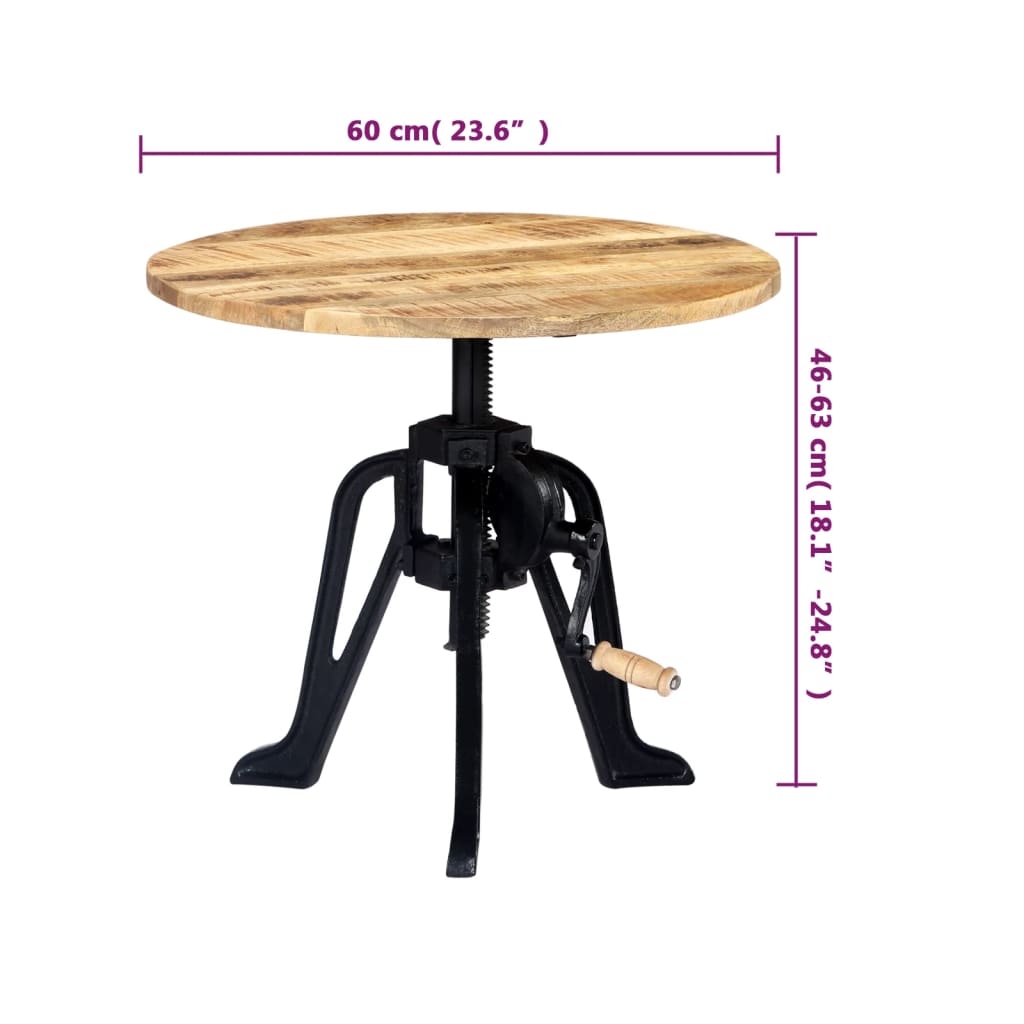 vidaXL Beistelltisch 60×(46-63) cm Massivholz Mango und Gusseisen