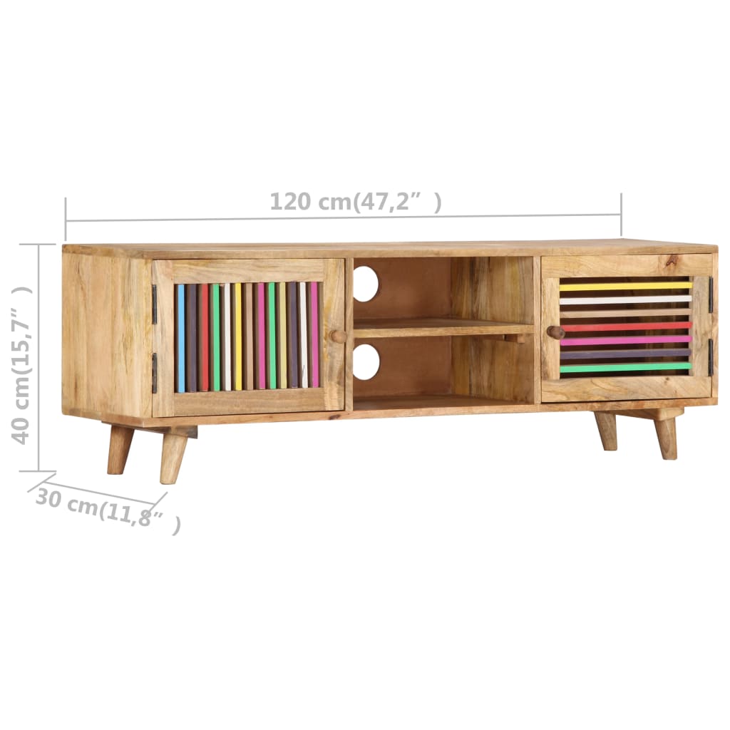 vidaXL Meuble TV 120x30x40 cm Bois de manguier massif