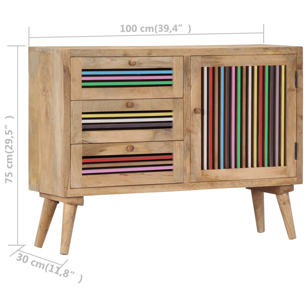 vidaXL Buffet 100x30x75 cm Bois de manguier massif
