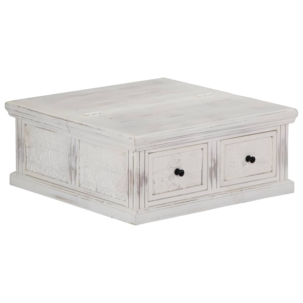 vidaXL Couchtisch Weiß 70x70x30 cm Massivholz Mango