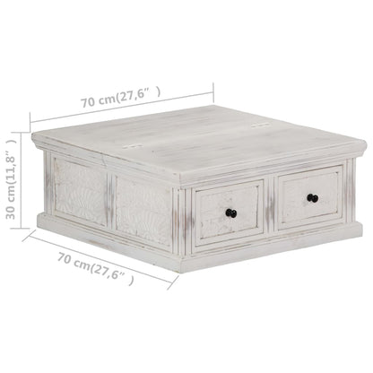 vidaXL Couchtisch Weiß 70x70x30 cm Massivholz Mango