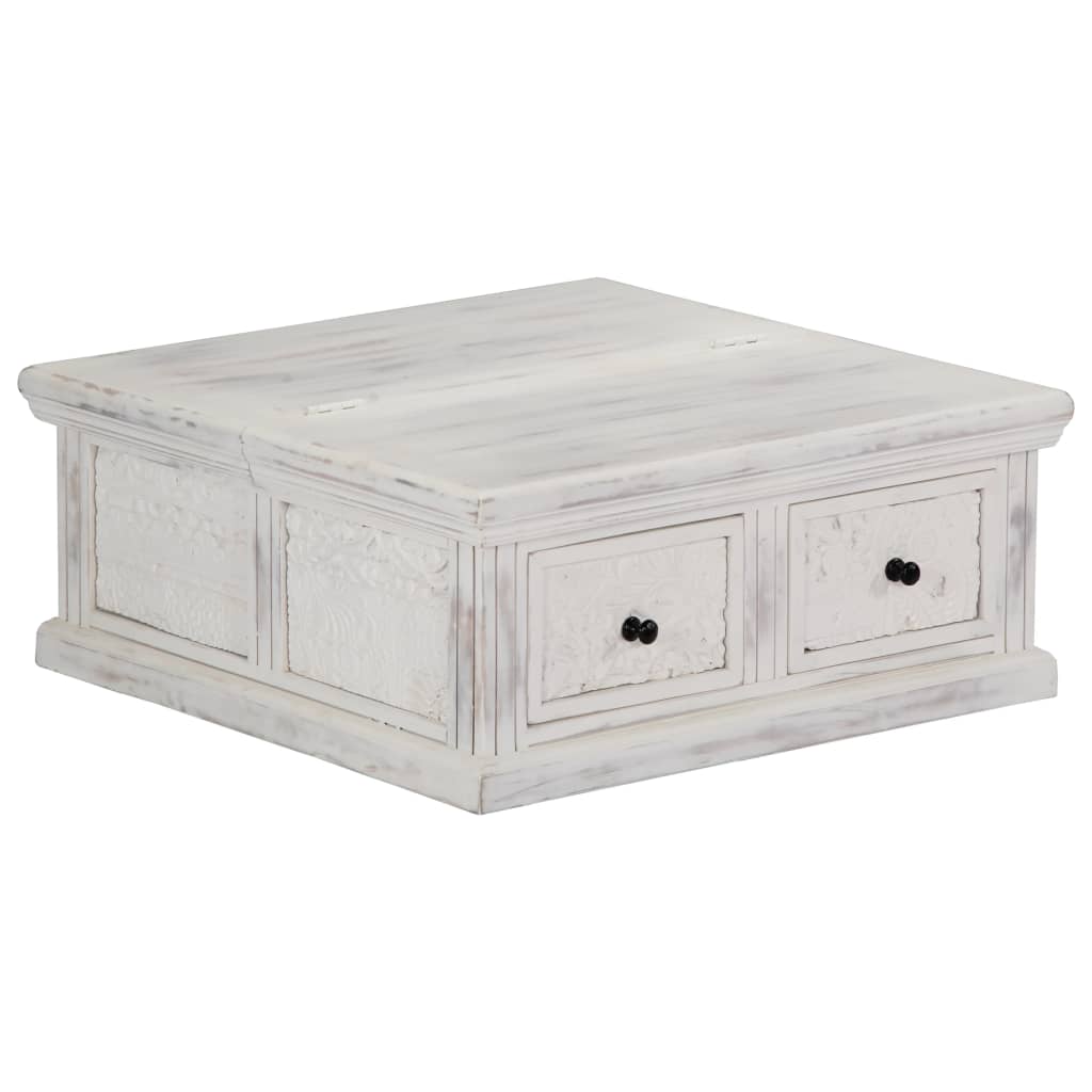 vidaXL Couchtisch Weiß 70x70x30 cm Massivholz Mango