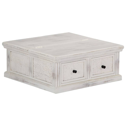 vidaXL Couchtisch Weiß 70x70x30 cm Massivholz Mango