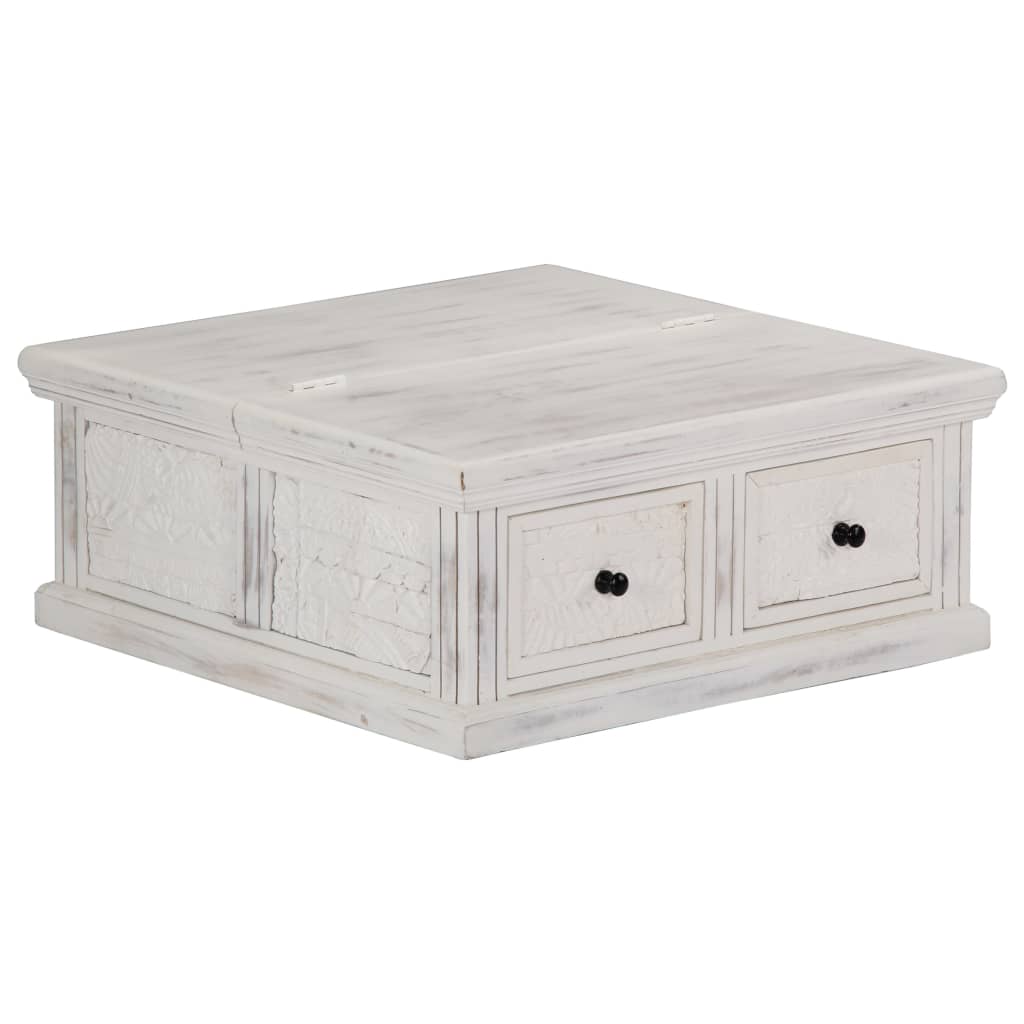 vidaXL Couchtisch Weiß 70x70x30 cm Massivholz Mango