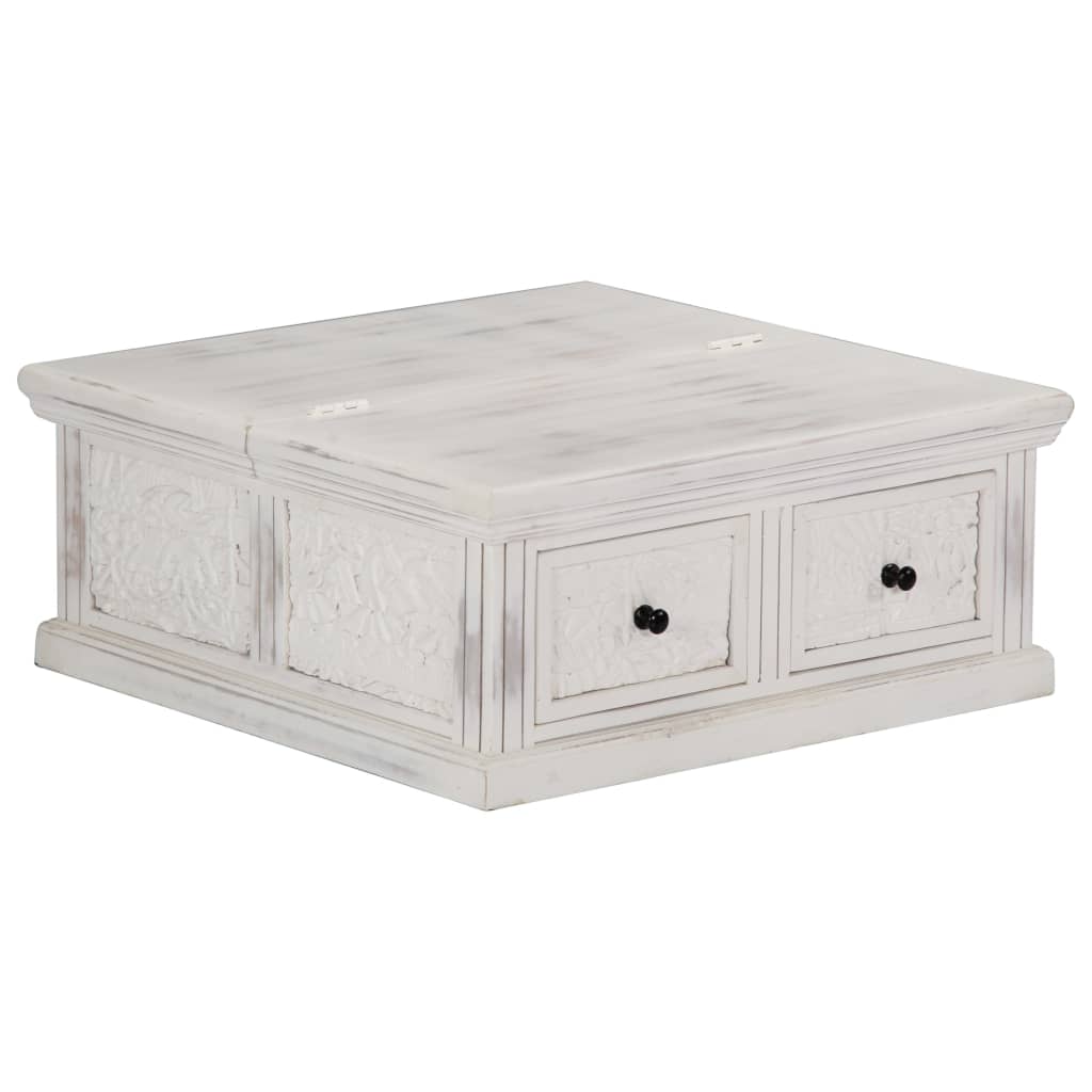vidaXL Couchtisch Weiß 70x70x30 cm Massivholz Mango