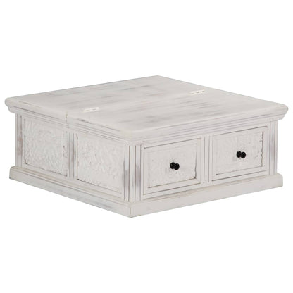 vidaXL Couchtisch Weiß 70x70x30 cm Massivholz Mango