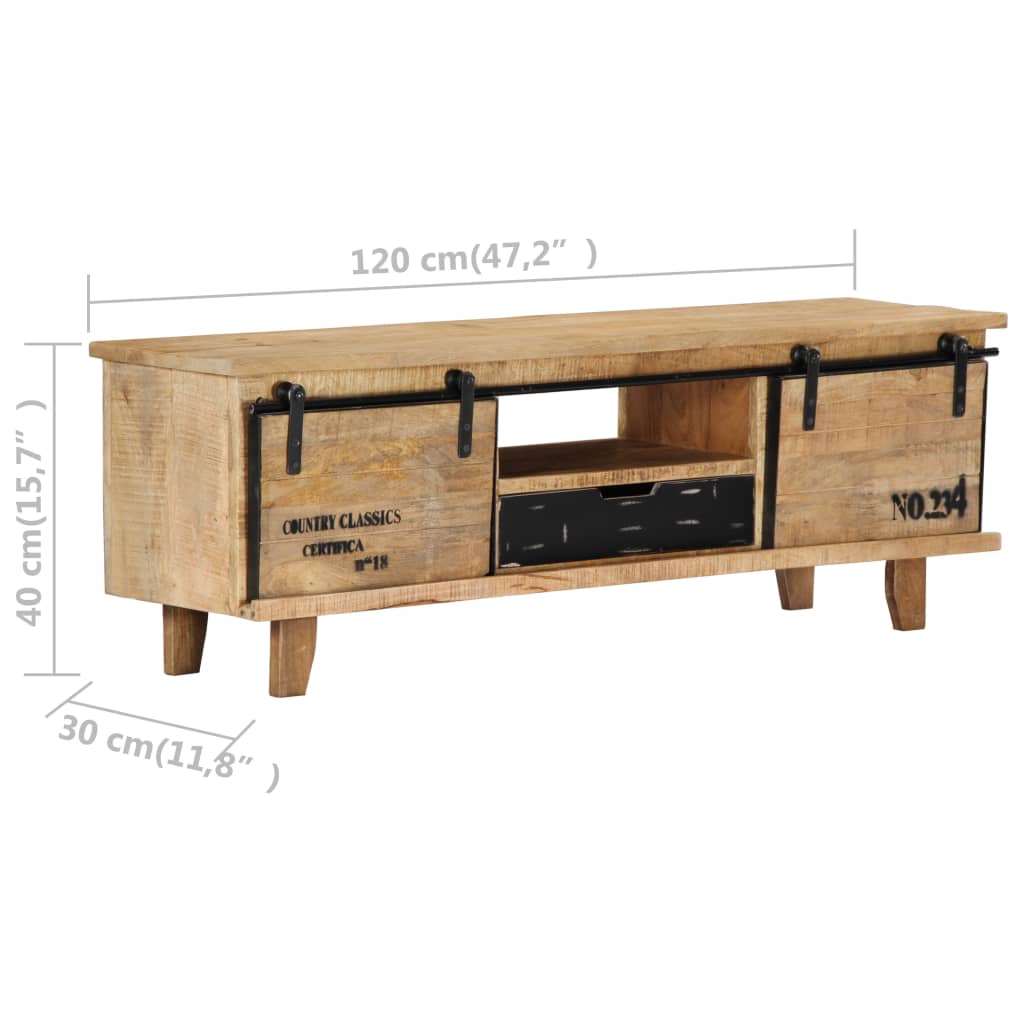 vidaXL Meuble TV 120x30x40 cm Bois de manguier massif