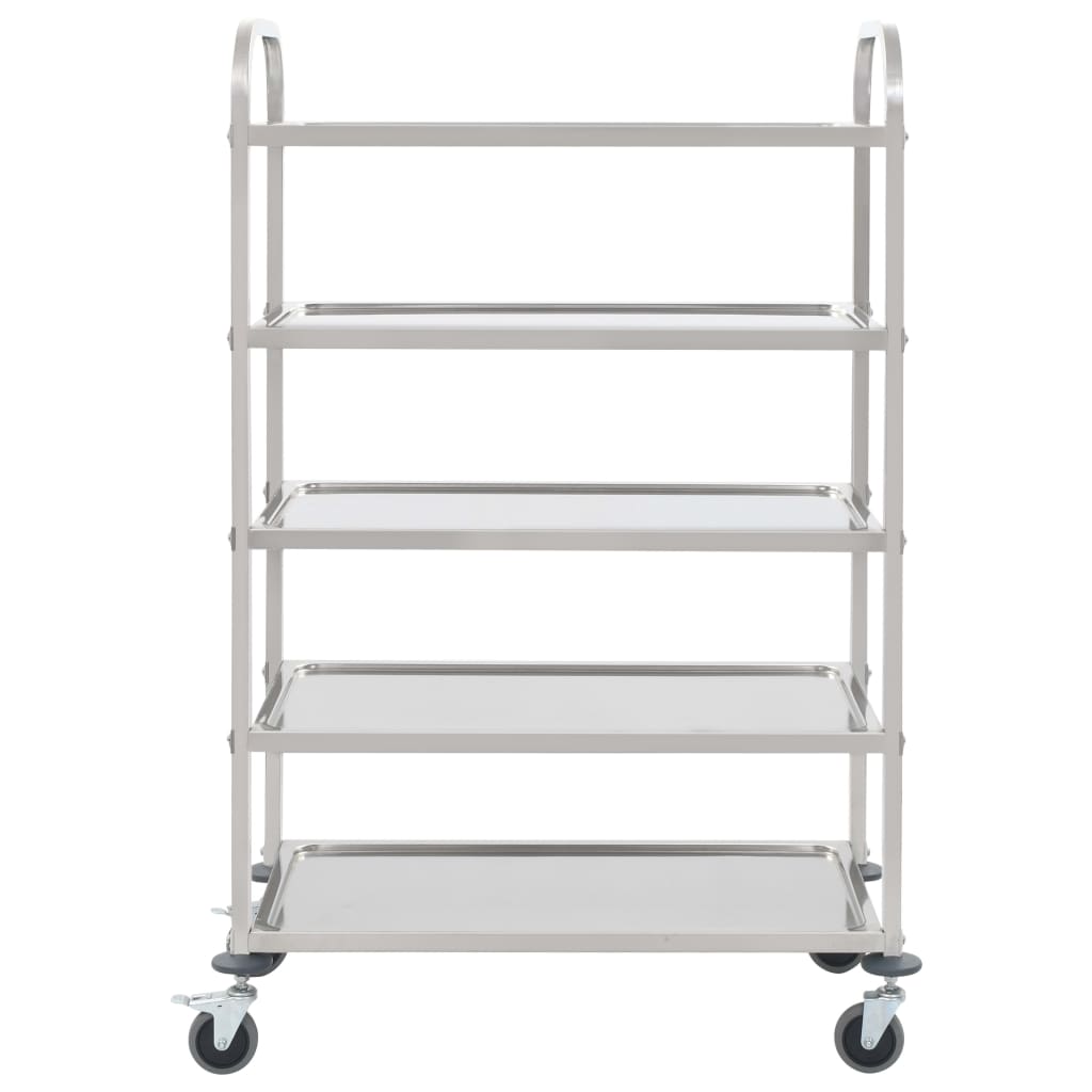 vidaXL 5-Stufiger Servierwagen 107 x 55 x 147 cm Edelstahl