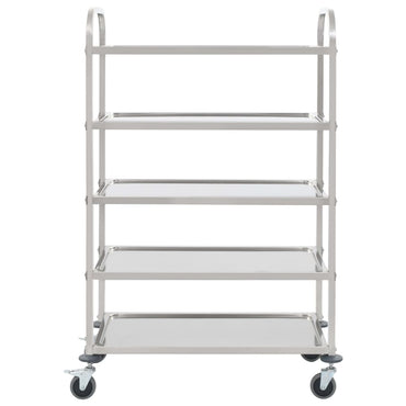 vidaXL 5-Stufiger Servierwagen 107 x 55 x 147 cm Edelstahl
