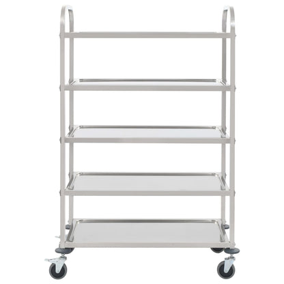 vidaXL 5-Stufiger Servierwagen 107 x 55 x 147 cm Edelstahl