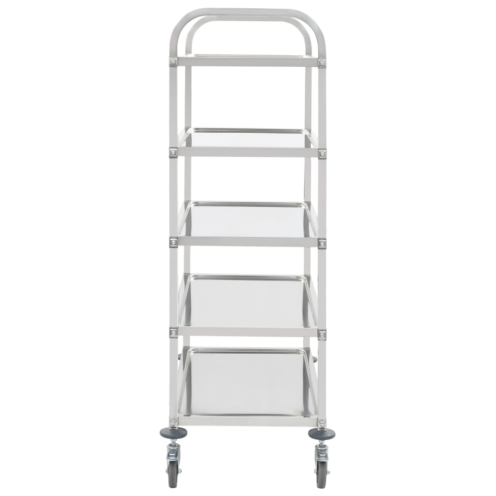 vidaXL 5-Stufiger Servierwagen 107 x 55 x 147 cm Edelstahl
