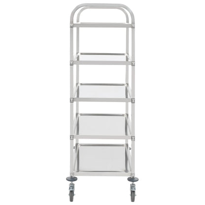 vidaXL 5-Stufiger Servierwagen 107 x 55 x 147 cm Edelstahl